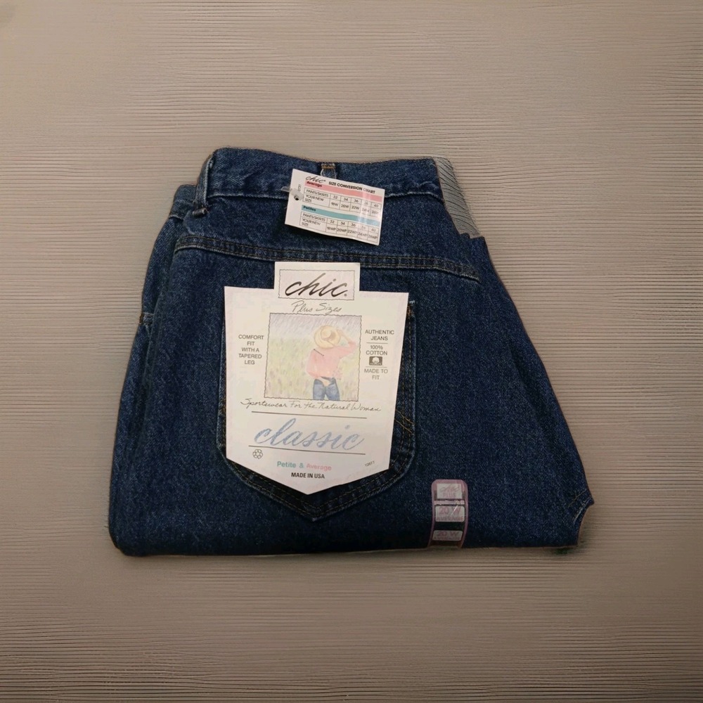 Vintage 80's Chic Relaxed Classic Jeans DEADSTOCK Womens 20 W Plus Size USA Made